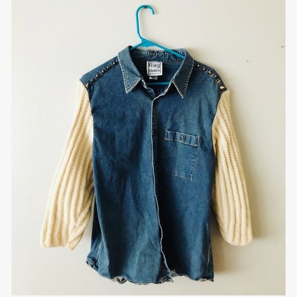 NWOT Rag Union/Urban Renewal Sweater Denim Jacket - Picture 7 of 8